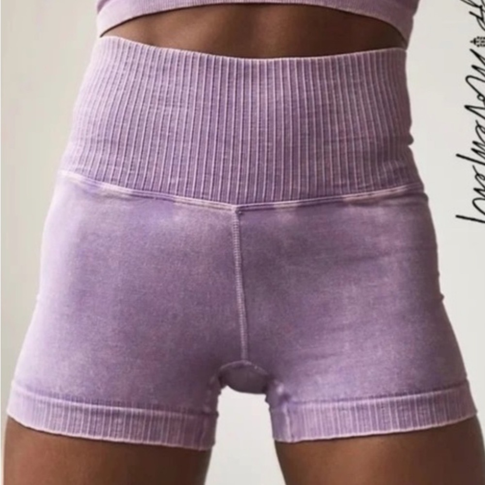 Free People Movement Good Karma Washed Lavender High Waisted Running Shorts